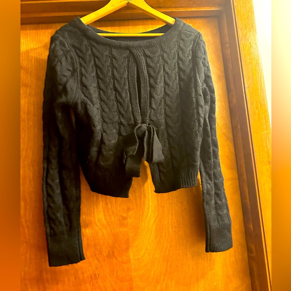 Lulu's Black Cable Knit Sweater
